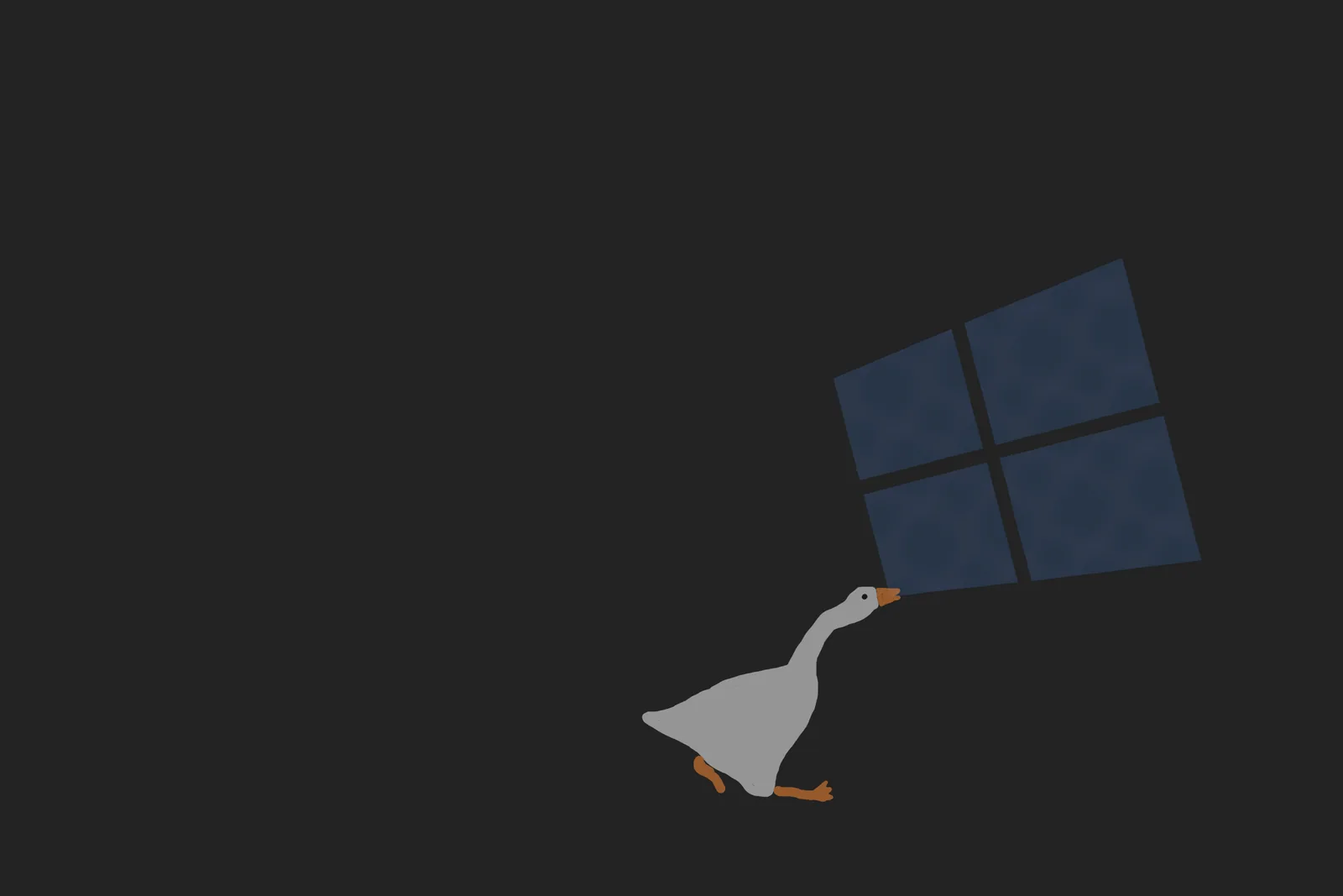 一只叼着微软 logo 的大鹅
